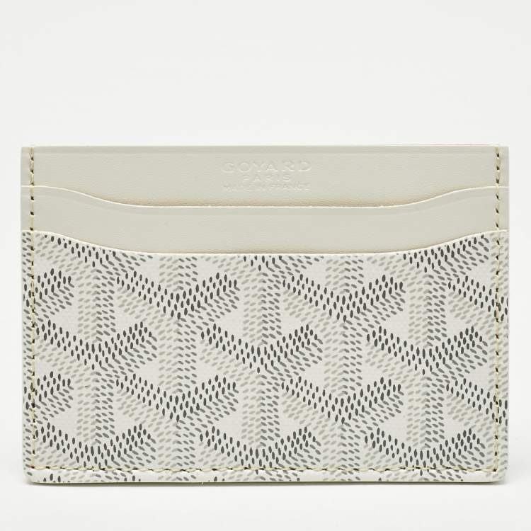 Pre Owned Goyard White Goyardine Coated Canvas and Leather Saint Sulpice Card Holder