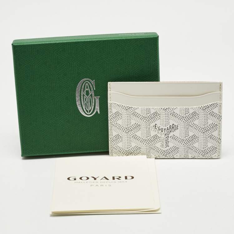 Pre Owned Goyard White Goyardine Coated Canvas and Leather Saint Sulpice Card Holder