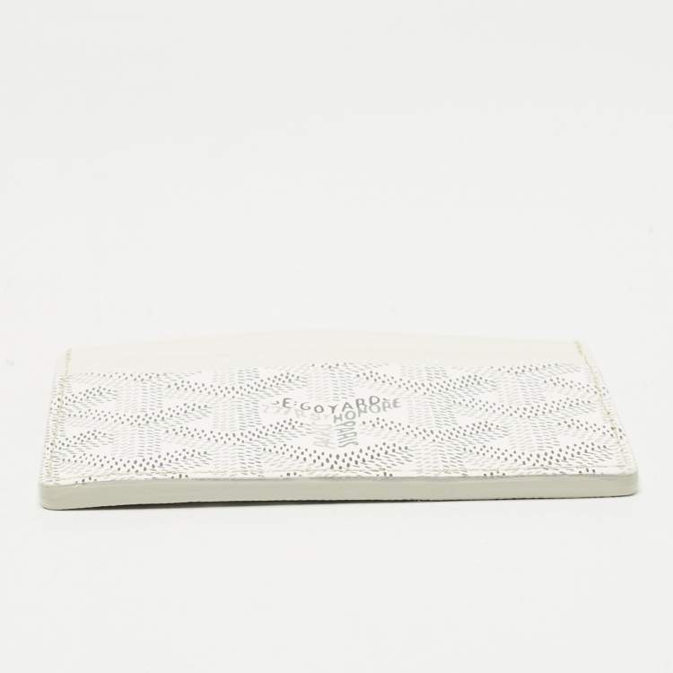 Pre Owned Goyard White Goyardine Coated Canvas and Leather Saint Sulpice Card Holder