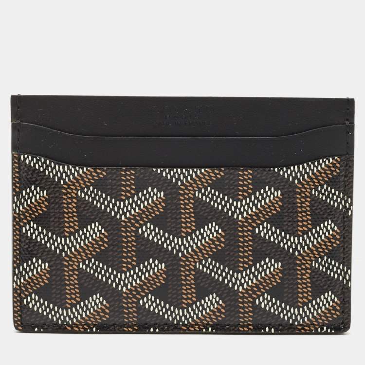 Pre Owned Goyard Black Goyardine Coated Canvas and Leather Saint Sulpice Card Holder