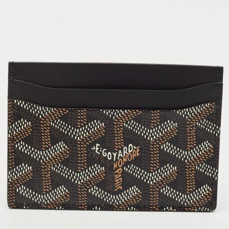 Pre Owned Goyard Black Goyardine Coated Canvas and Leather Saint Sulpice Card Holder