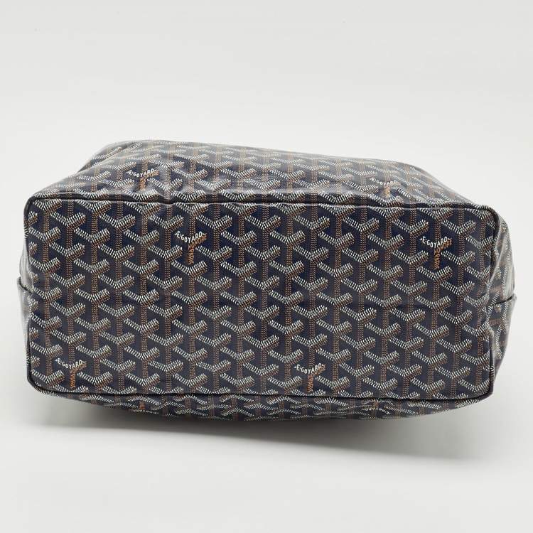 Pre Owned Goyard Navy Blue Goyardine Coated Canvas and Leather Saint Louis PM Tote