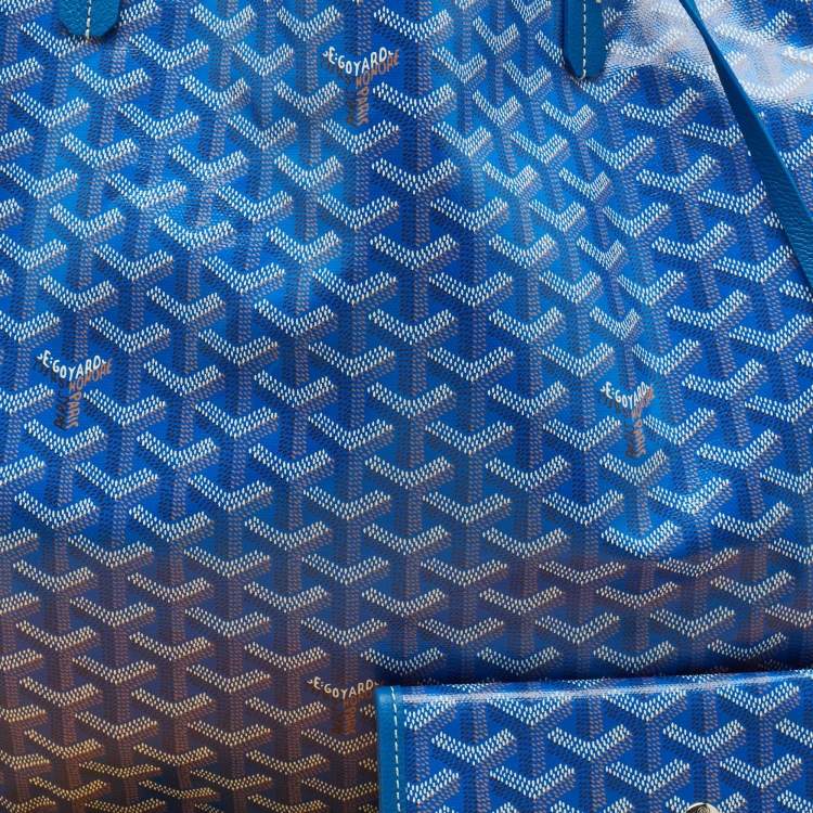 Pre Owned Goyard Blue Goyardine Coated Canvas and Leather Saint Louis GM Tote