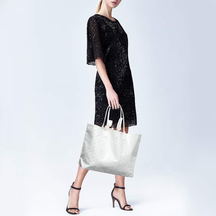 Pre Owned Goyard White Goyardine Coated Canvas and Leather Saint Louis PM Tote