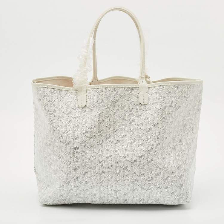 Pre Owned Goyard White Goyardine Coated Canvas and Leather Saint Louis PM Tote