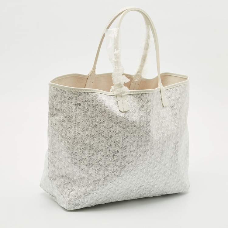 Pre Owned Goyard White Goyardine Coated Canvas and Leather Saint Louis PM Tote