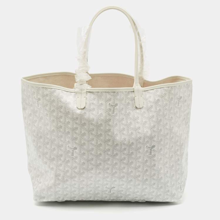 Pre Owned Goyard White Goyardine Coated Canvas and Leather Saint Louis PM Tote