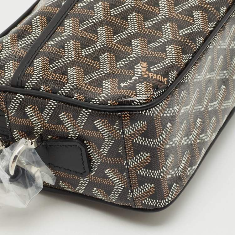 Pre Owned Goyard Black Goyardine Coated Canvas and Leather Cap Vert PM Crossbody Bag