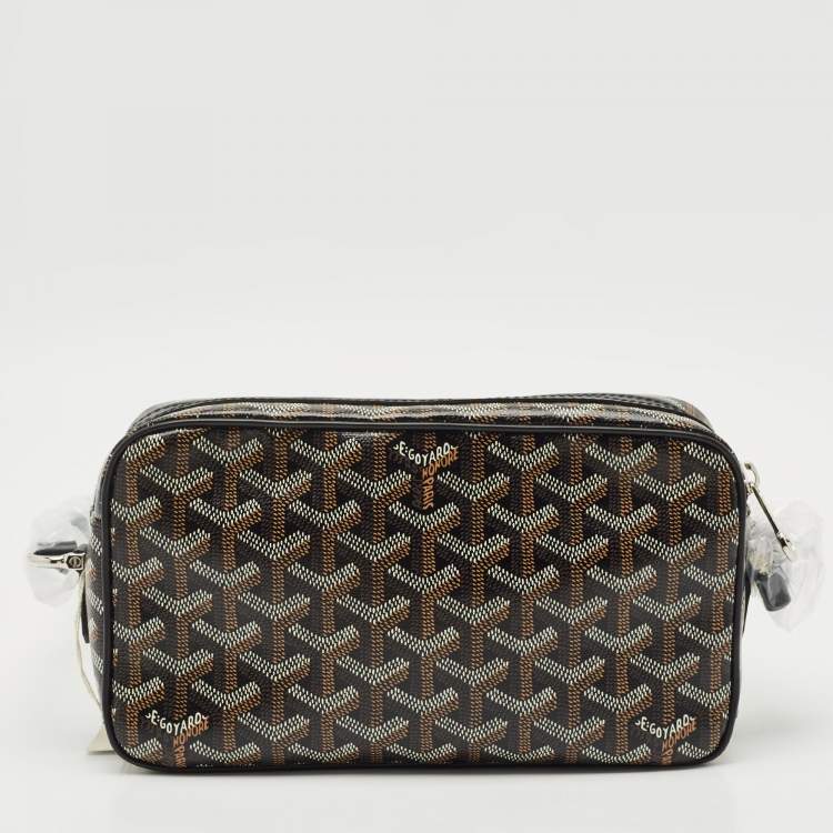 Pre Owned Goyard Black Goyardine Coated Canvas and Leather Cap Vert PM Crossbody Bag