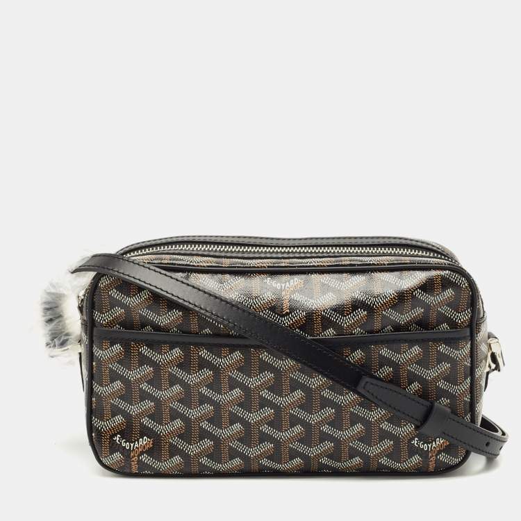Pre Owned Goyard Black Goyardine Coated Canvas and Leather Cap Vert PM Crossbody Bag