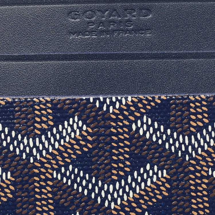 Pre Owned Goyard Navy Blue Goyardine Coated Canvas and Leather Saint Sulpice Card Holder