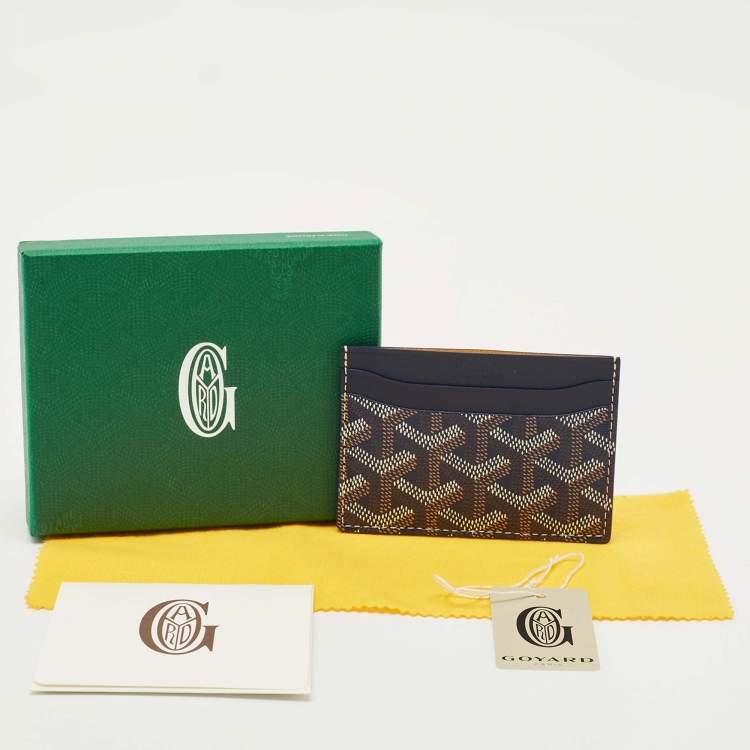 Pre Owned Goyard Navy Blue Goyardine Coated Canvas and Leather Saint Sulpice Card Holder