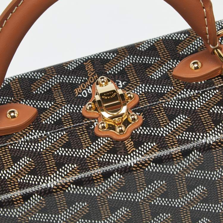 Pre Owned Goyard Brown Goyardine Coated Canvas and Leather Grand Hotel Trunk