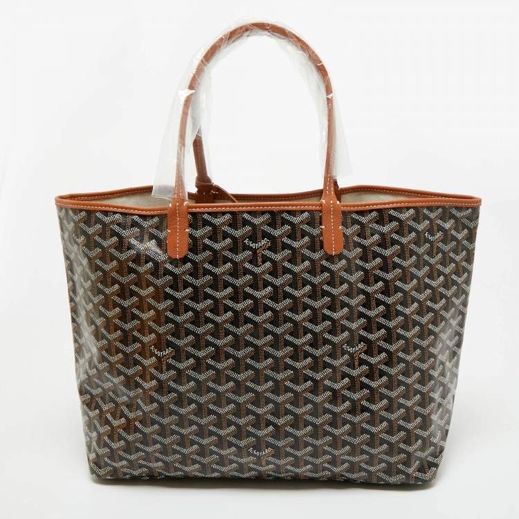 Pre Owned Goyard Brown Goyardine Coated Canvas and Leather Saint Louis PM Tote