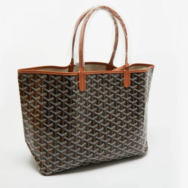 Pre Owned Goyard Brown Goyardine Coated Canvas and Leather Saint Louis PM Tote