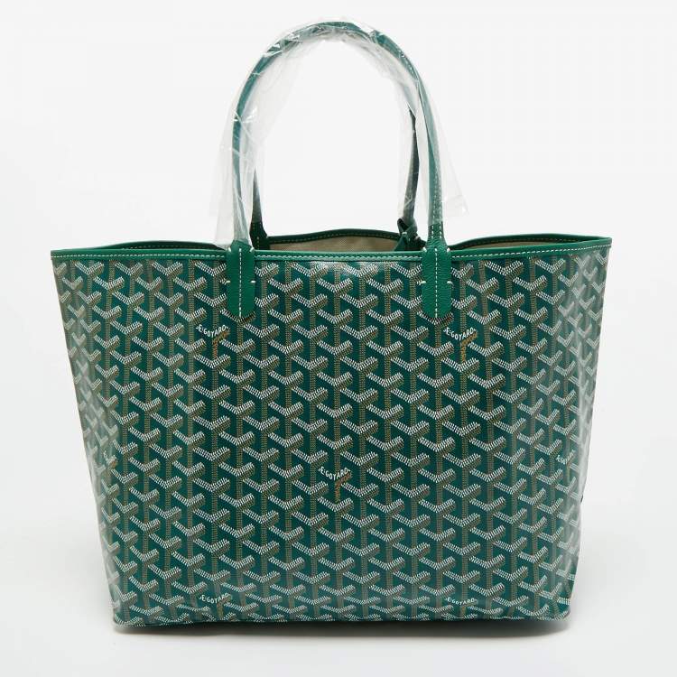 Pre Owned Goyard Green Goyardine Coated Canvas and Leather Saint Louis PM Tote