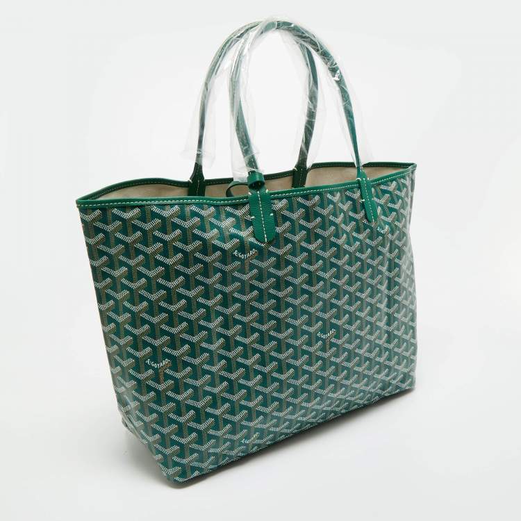Pre Owned Goyard Green Goyardine Coated Canvas and Leather Saint Louis PM Tote