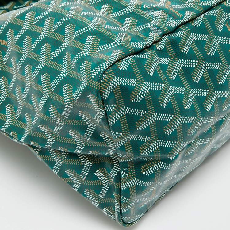 Pre Owned Goyard Green Goyardine Coated Canvas and Leather Saint Louis PM Tote