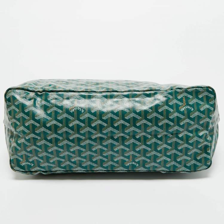 Pre Owned Goyard Green Goyardine Coated Canvas and Leather Saint Louis PM Tote