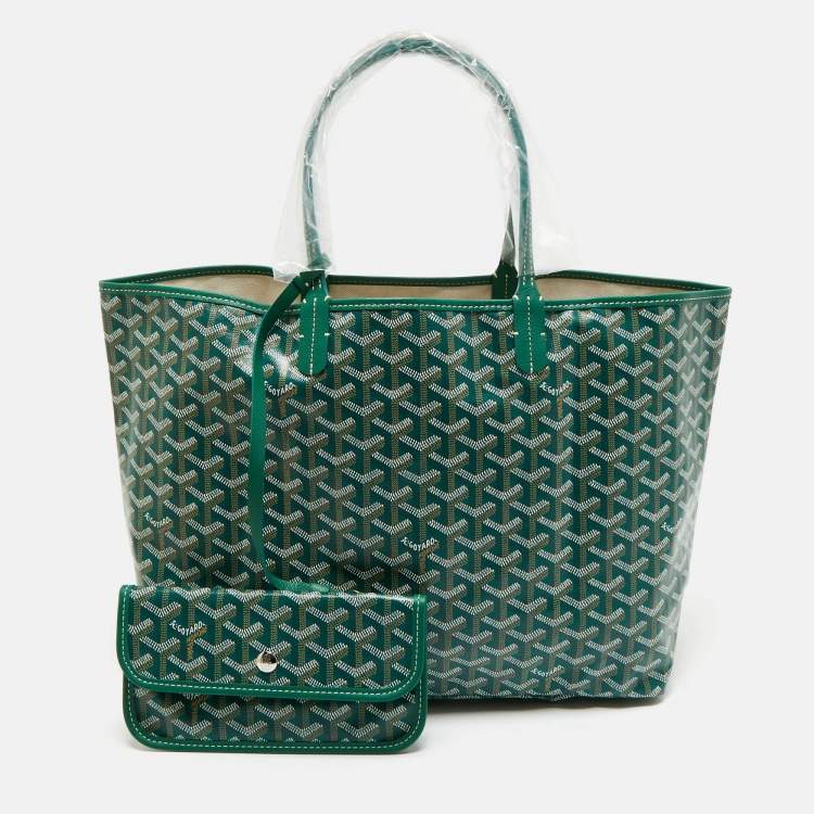 Pre Owned Goyard Green Goyardine Coated Canvas and Leather Saint Louis PM Tote