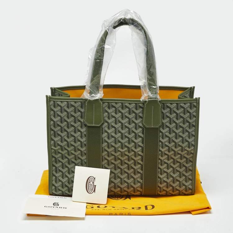 Pre Owned Goyard Kaki Goyardine Jacquard and Leather Villette PM Tote