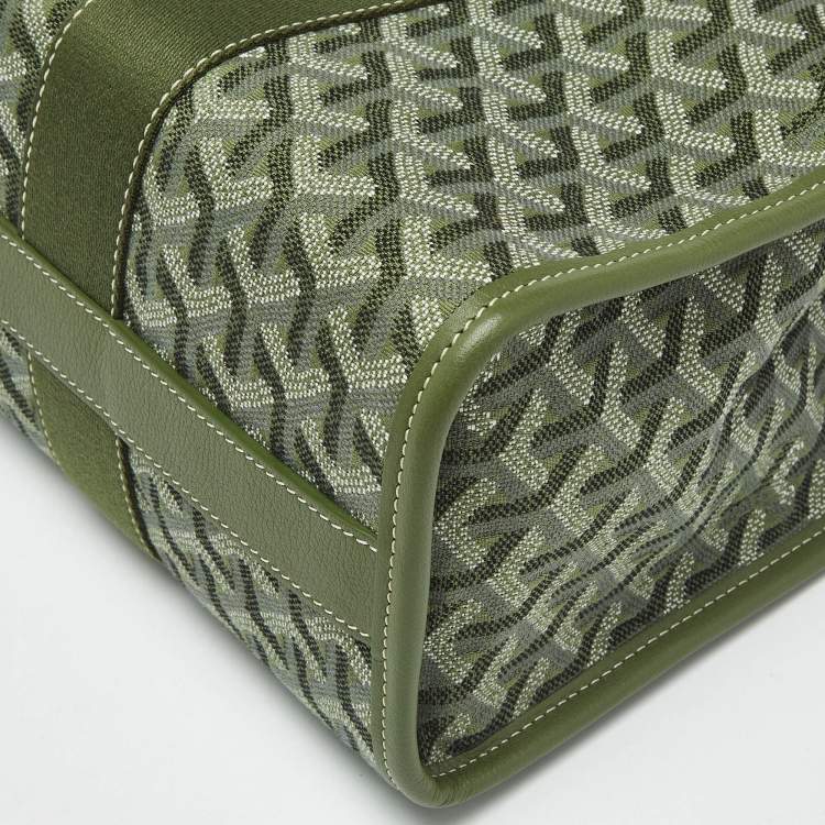 Pre Owned Goyard Kaki Goyardine Jacquard and Leather Villette PM Tote