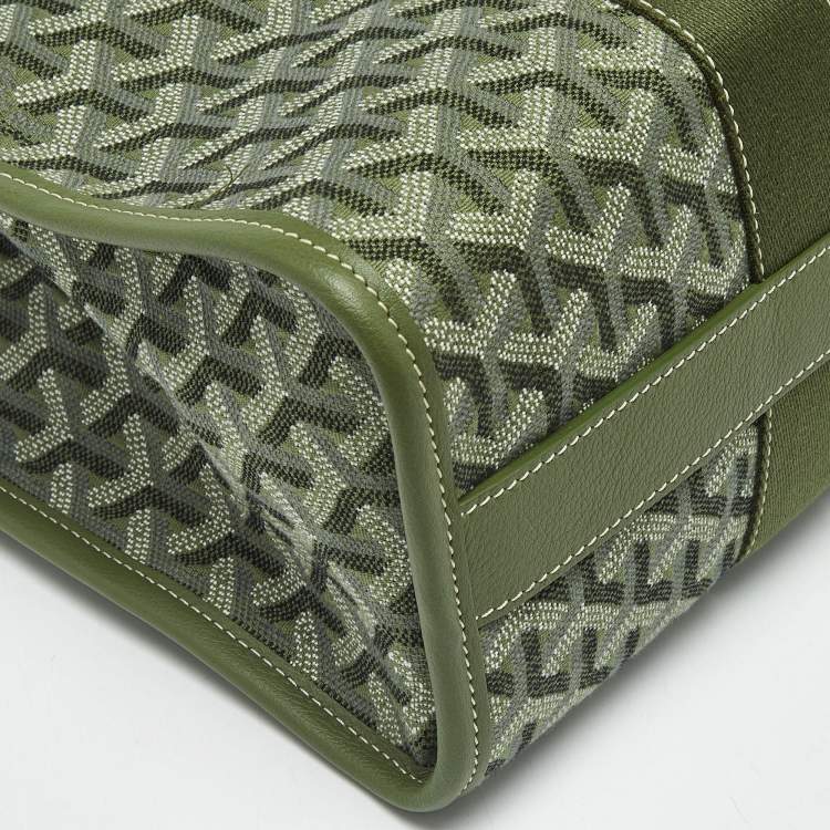 Pre Owned Goyard Kaki Goyardine Jacquard and Leather Villette PM Tote