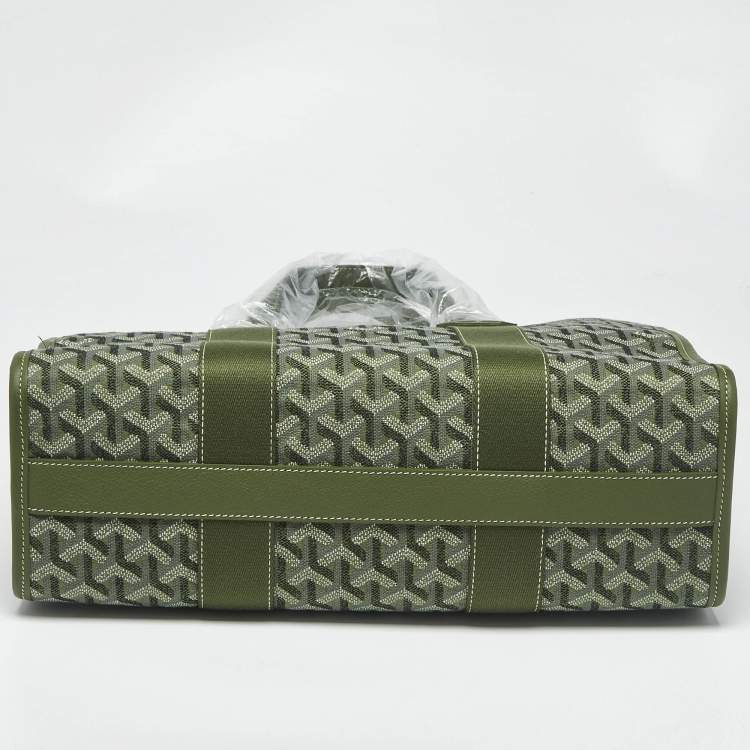 Pre Owned Goyard Kaki Goyardine Jacquard and Leather Villette PM Tote