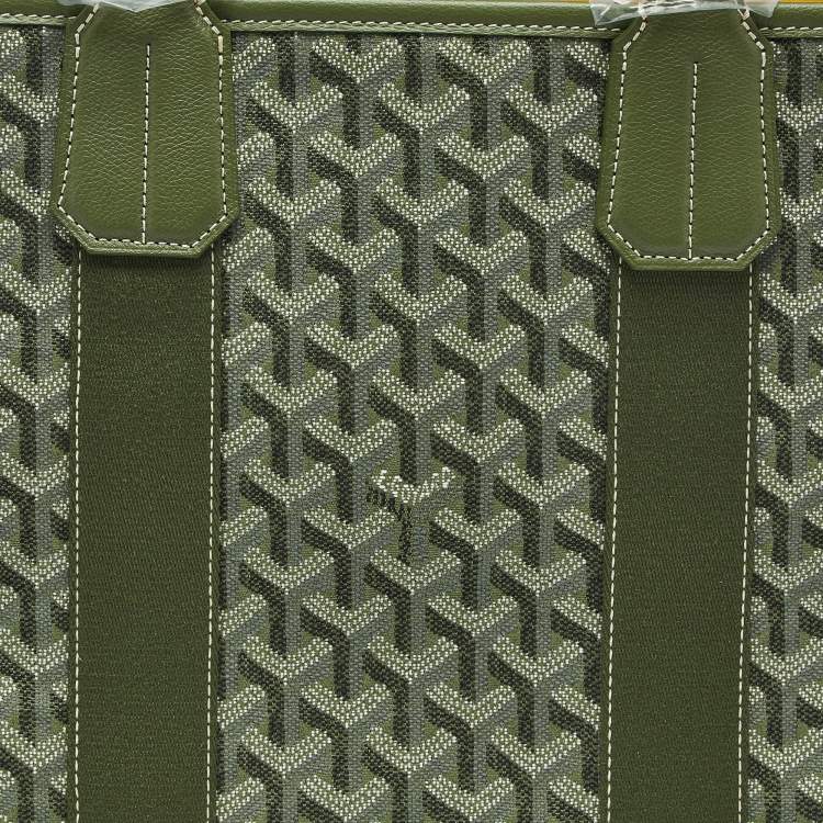 Pre Owned Goyard Kaki Goyardine Jacquard and Leather Villette PM Tote