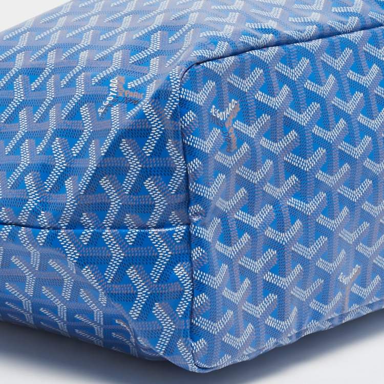Pre Owned Goyard Blue Goyardine Coated Canvas and Leather Saint Louis PM Tote