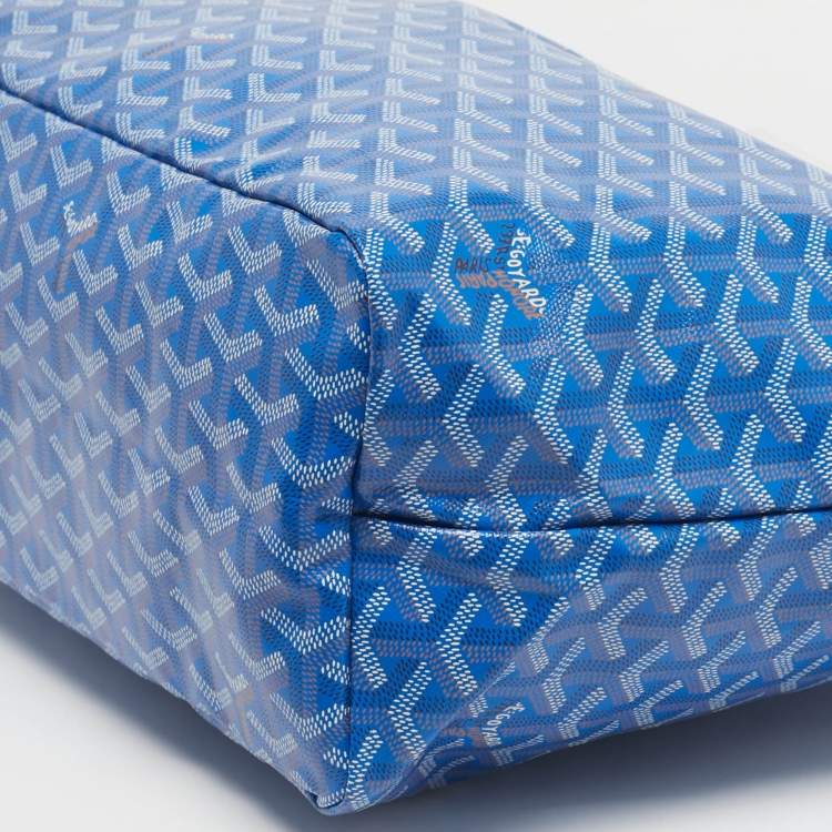 Pre Owned Goyard Blue Goyardine Coated Canvas and Leather Saint Louis PM Tote