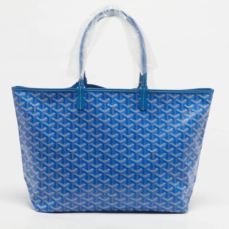 Pre Owned Goyard Blue Goyardine Coated Canvas and Leather Saint Louis PM Tote