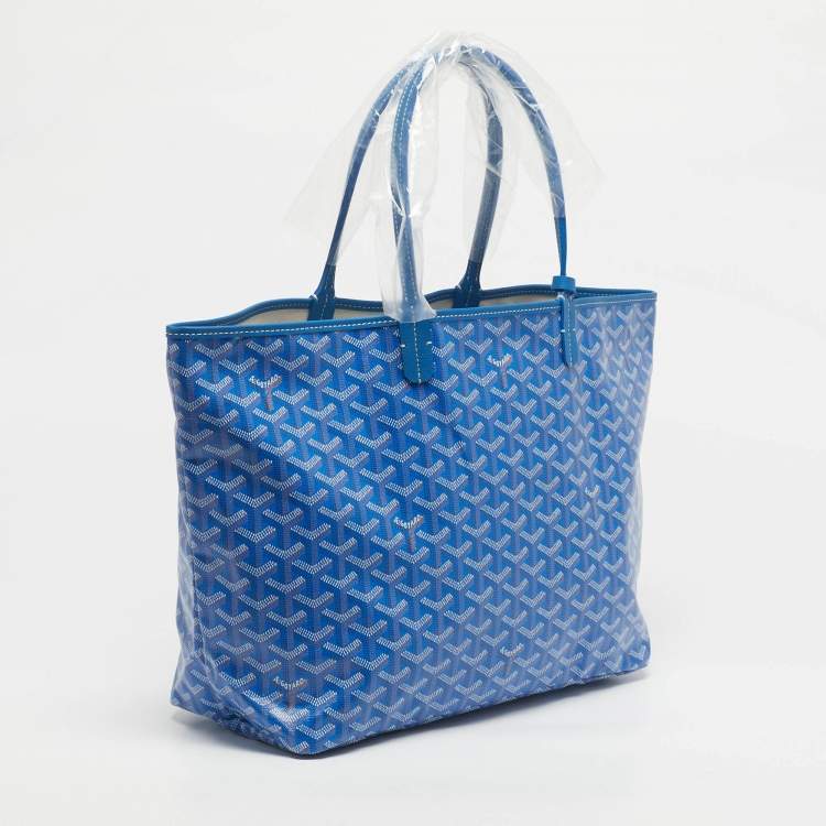 Pre Owned Goyard Blue Goyardine Coated Canvas and Leather Saint Louis PM Tote