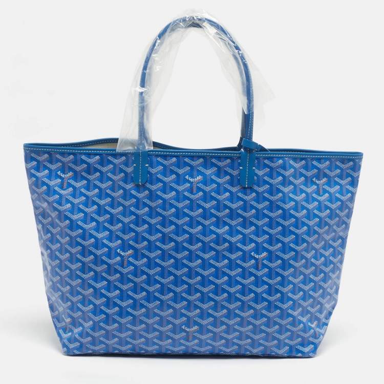 Pre Owned Goyard Blue Goyardine Coated Canvas and Leather Saint Louis PM Tote