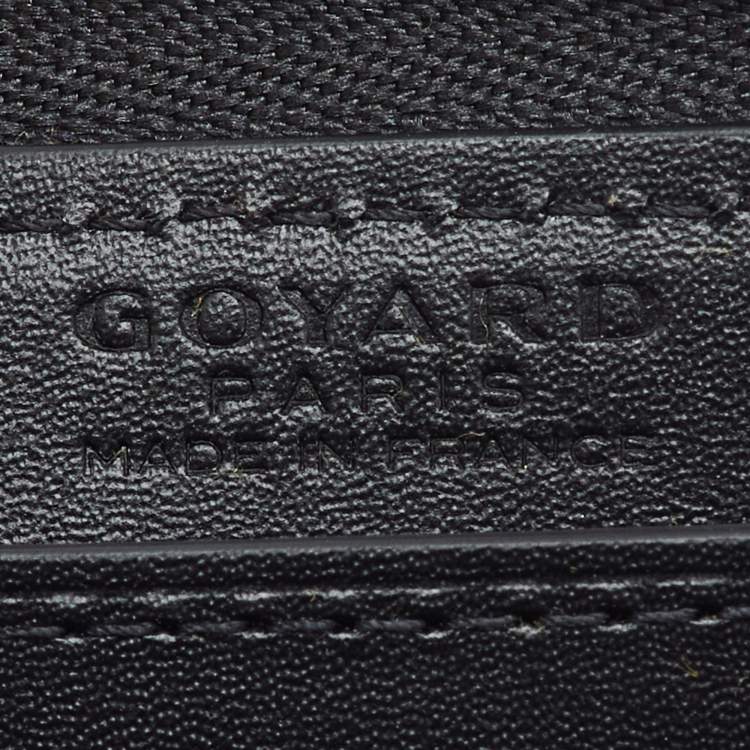Pre Owned Goyard Black/Brown Goyardine Coated Canvas  and Leather Matignon Zip Around PM Wallet