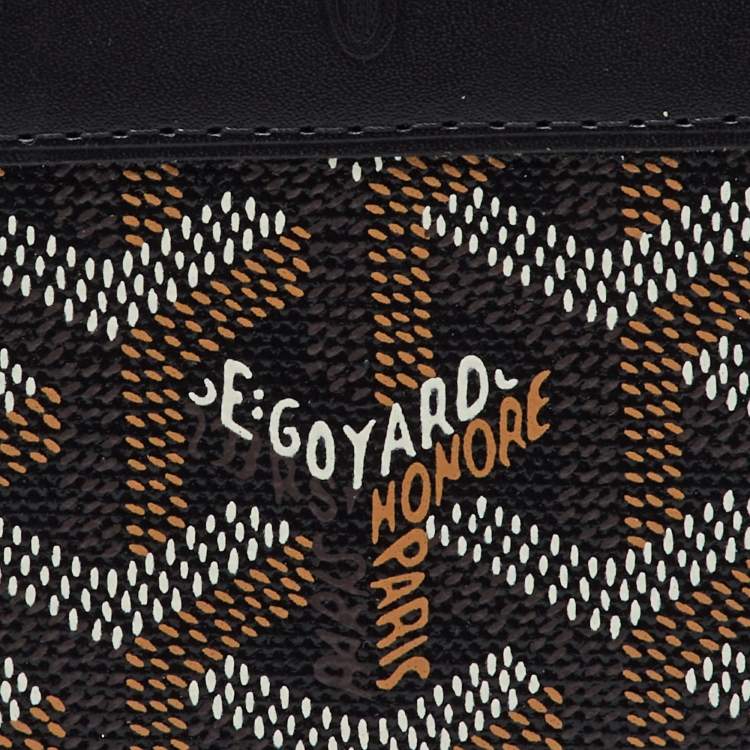 Pre Owned Goyard Black/Brown Goyardine Coated Canvas  and Leather Matignon Zip Around PM Wallet