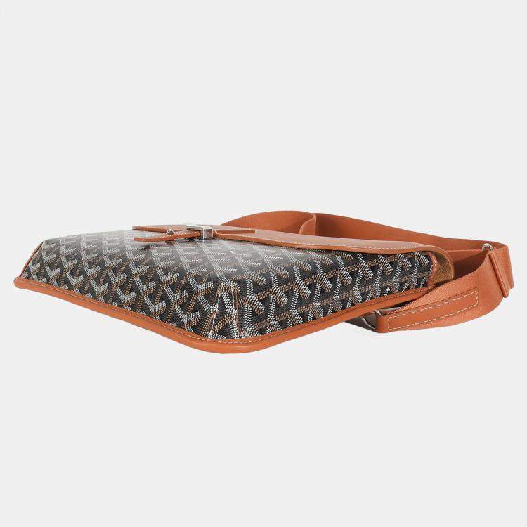 Pre Owned Goyard Gold Black Goyardine Canvas Coursier Messenger MM