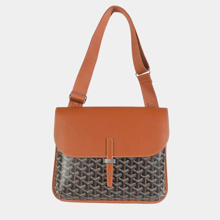 Pre Owned Goyard Gold Black Goyardine Canvas Coursier Messenger MM