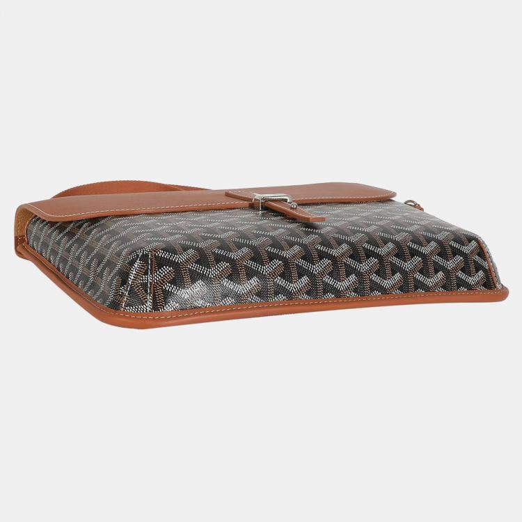 Pre Owned Goyard Gold Black Goyardine Canvas Coursier Messenger MM