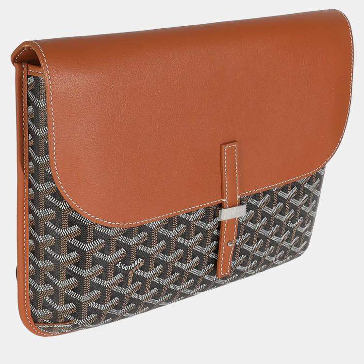 Pre Owned Goyard Gold Black Goyardine Canvas Coursier Messenger MM