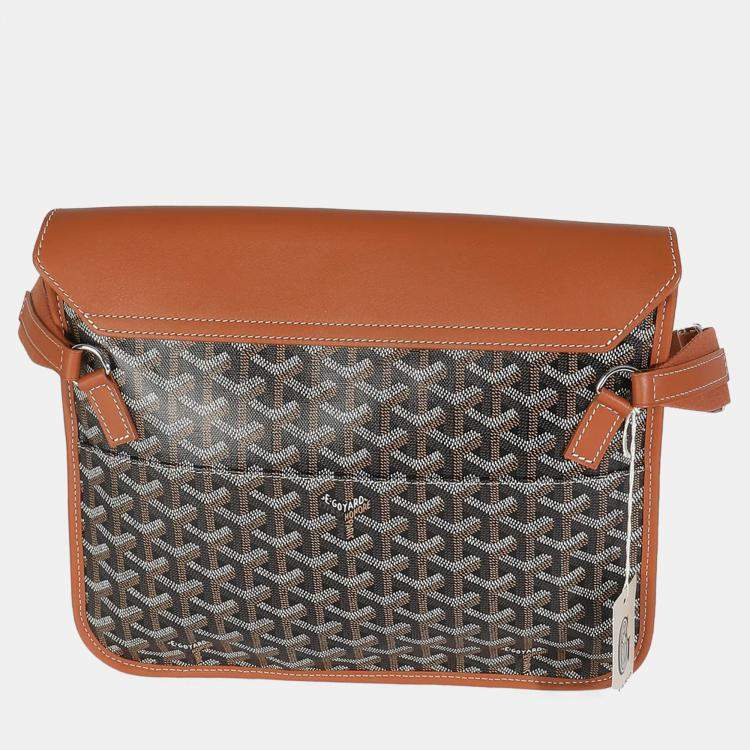 Pre Owned Goyard Gold Black Goyardine Canvas Coursier Messenger MM