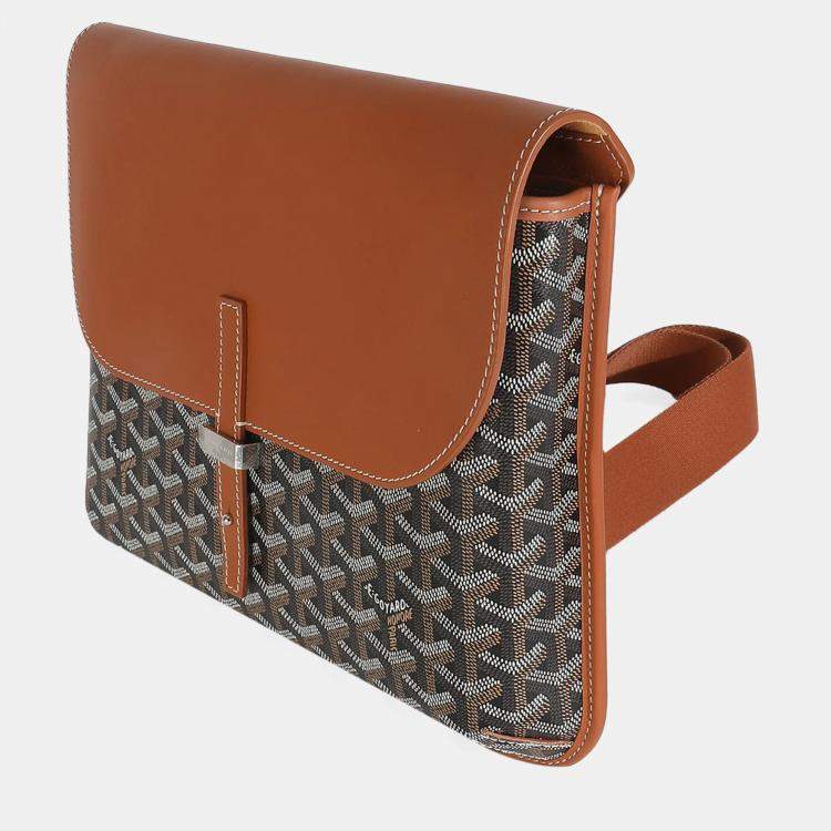 Pre Owned Goyard Gold Black Goyardine Canvas Coursier Messenger MM