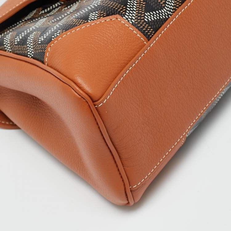 Pre Owned Goyard Brown Goyardine Coated Canvas and Leather Mini Saigon Top Handle Bag