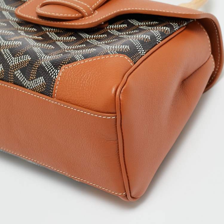 Pre Owned Goyard Brown Goyardine Coated Canvas and Leather Mini Saigon Top Handle Bag