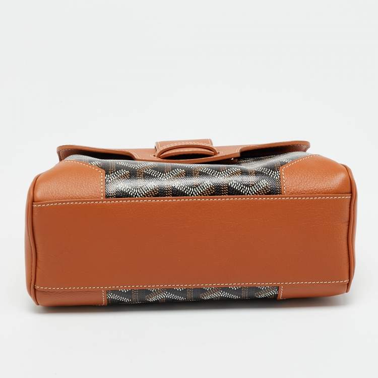 Pre Owned Goyard Brown Goyardine Coated Canvas and Leather Mini Saigon Top Handle Bag