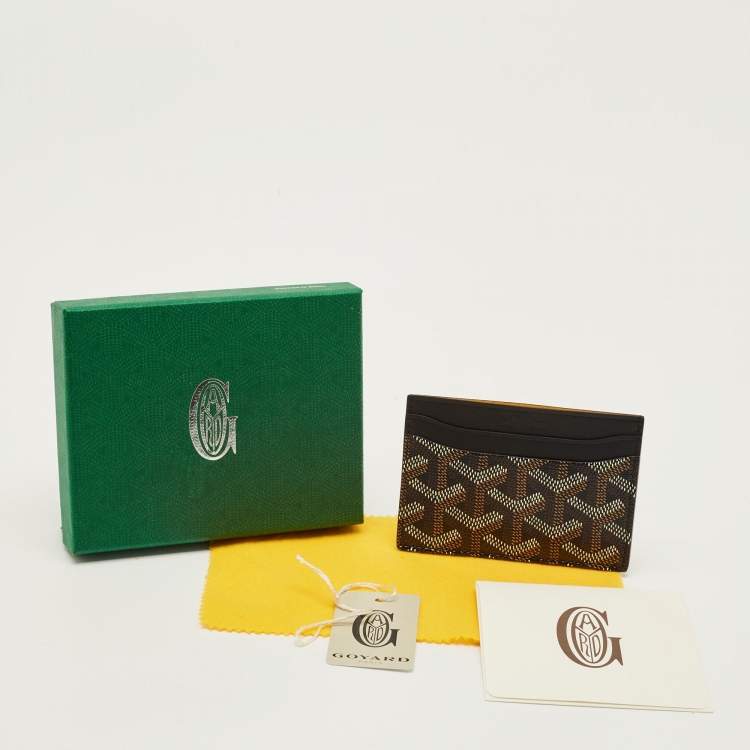 Pre Owned Goyard Saint Sulpice Black Goyardine Coated Canvas and Leather Card Holder