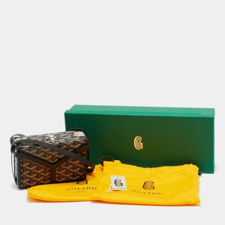 Pre Owned Goyard Minaudière Trunk Black Goyardine Coated Canvas and Leather Bag