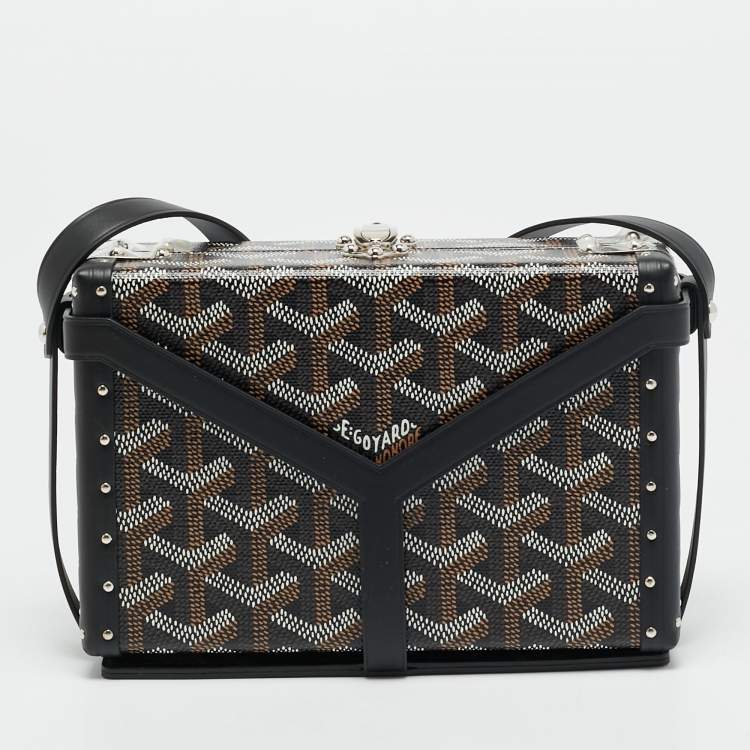 Pre Owned Goyard Minaudière Trunk Black Goyardine Coated Canvas and Leather Bag