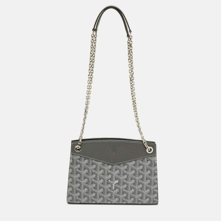 Pre Owned Goyard Rouette Structuré Mini Grey Goyardine Coated Canvas and Leather Crossbody Bag