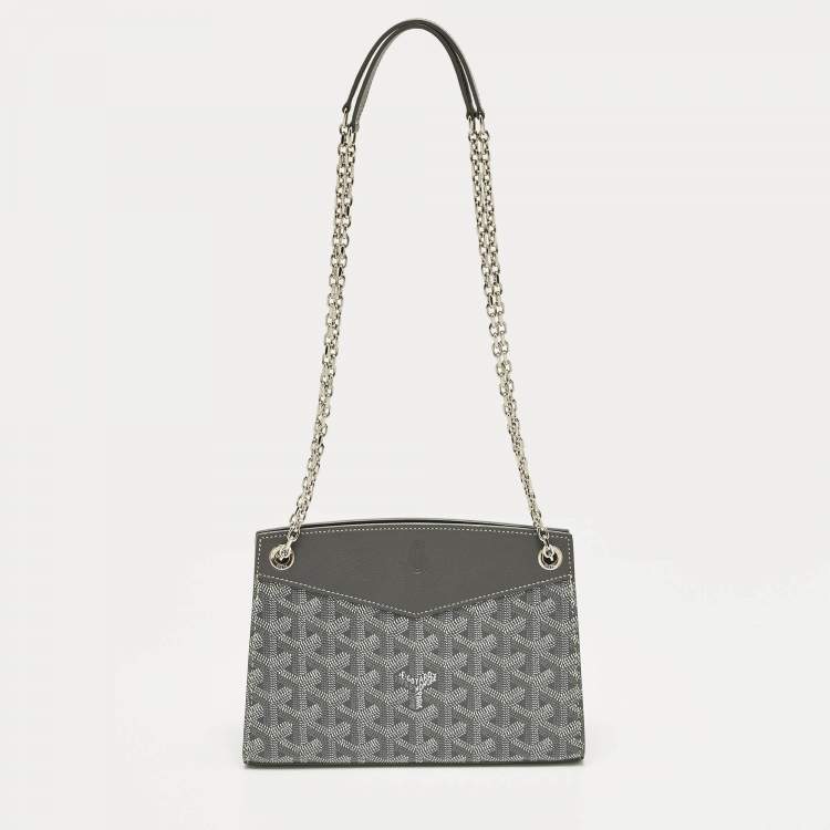 Pre Owned Goyard Rouette Structuré Mini Grey Goyardine Coated Canvas and Leather Crossbody Bag